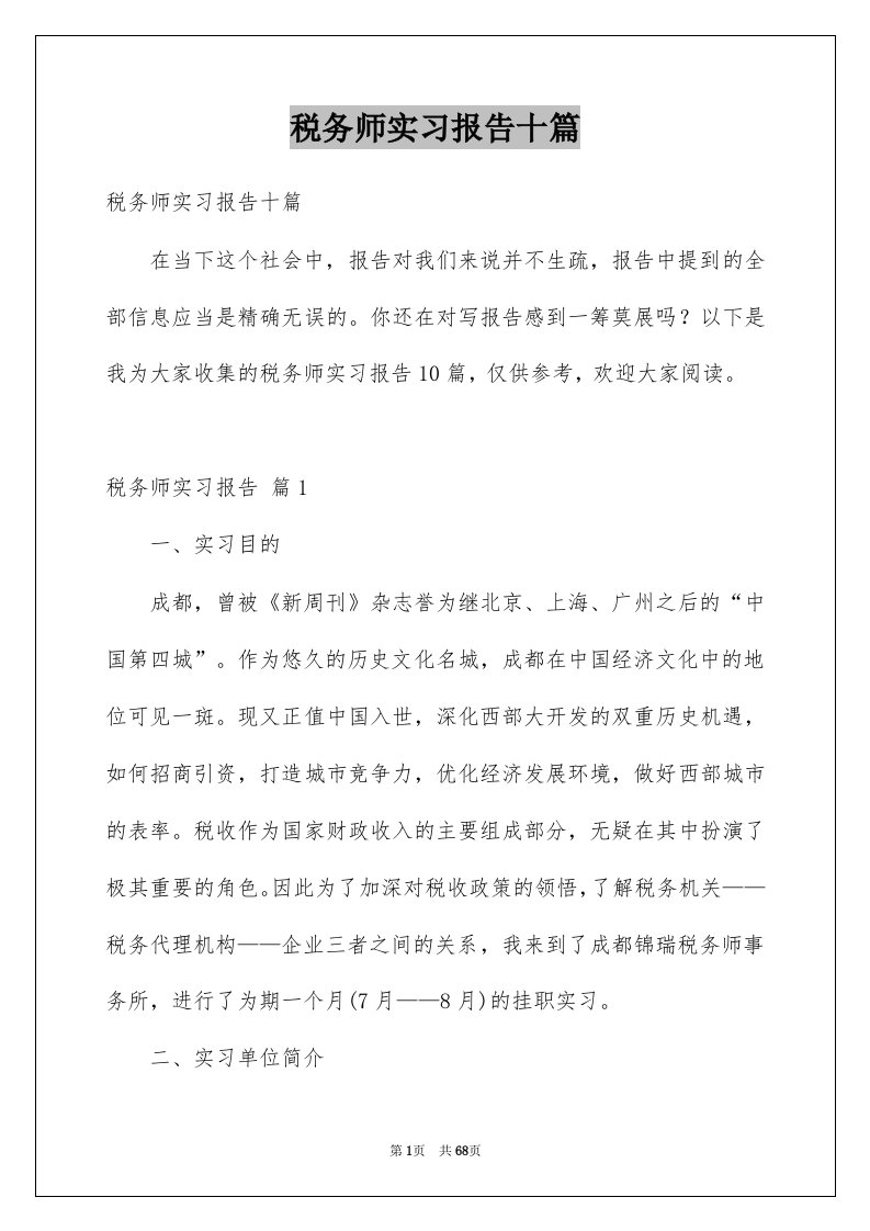 税务师实习报告十篇