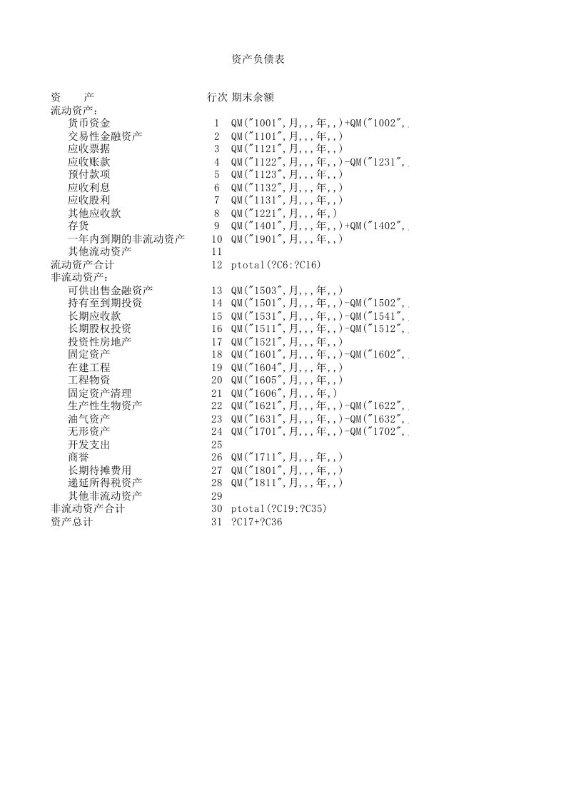 T3-企业会计准则报表公式