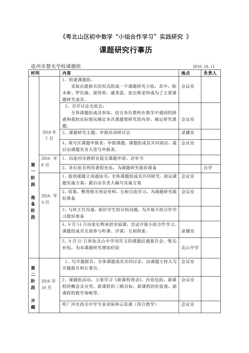 课题研究行事历