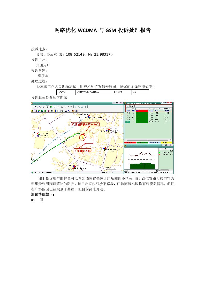 网络优化WCDMA与GSM投诉处理报告