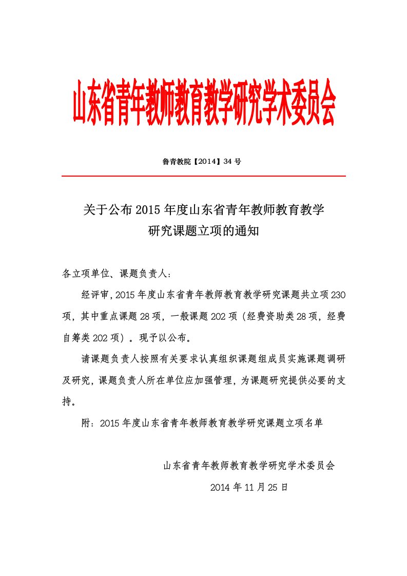 山东省青年教师教育教学研究学术委员会