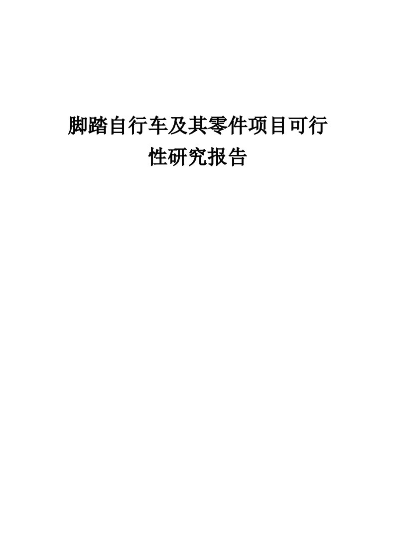 脚踏自行车及其零件项目可行性研究报告