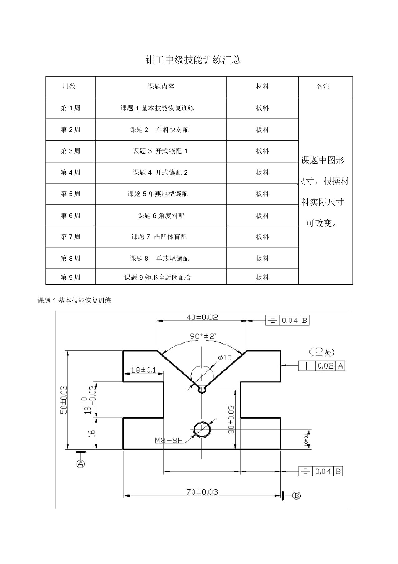 中级钳工图纸