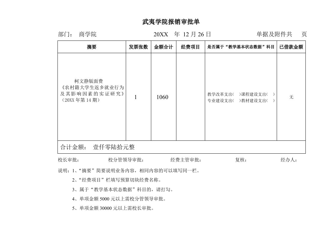 表格模板-相关报销所需表单