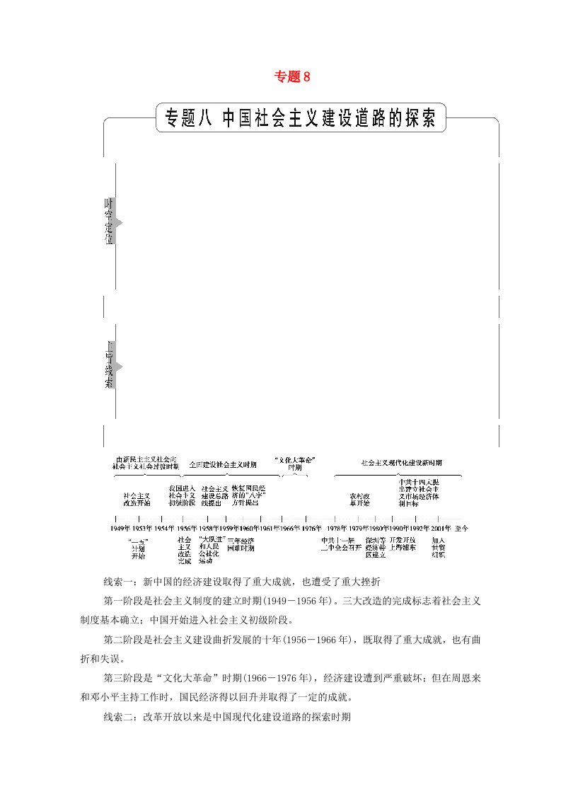 2022版高考历史一轮复习模块2经济成长历程专题8第17讲社会主义建设在探索中曲折发展学案含解析人民版