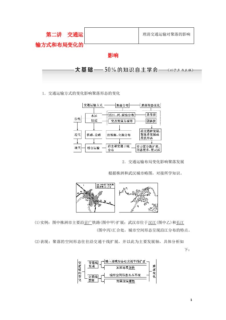 新课改瘦专用高考地理一轮复习第二部分人文地理第五章交通运输布局及其影响第二讲交通运输方式和布局变化的影响学案含解析