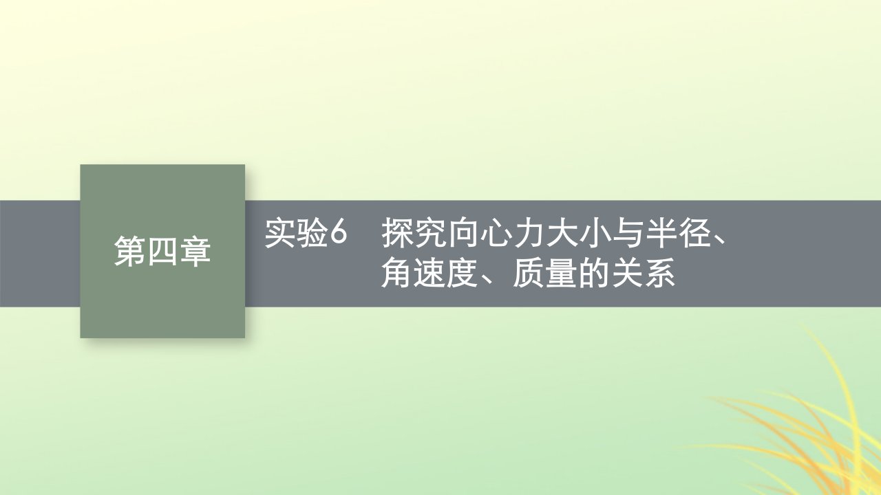 适用于新高考新教材广西专版2024届高考物理一轮总复习第4章曲线运动万有引力与航天实验6探究向心力大小与半径角速度质量的关系课件