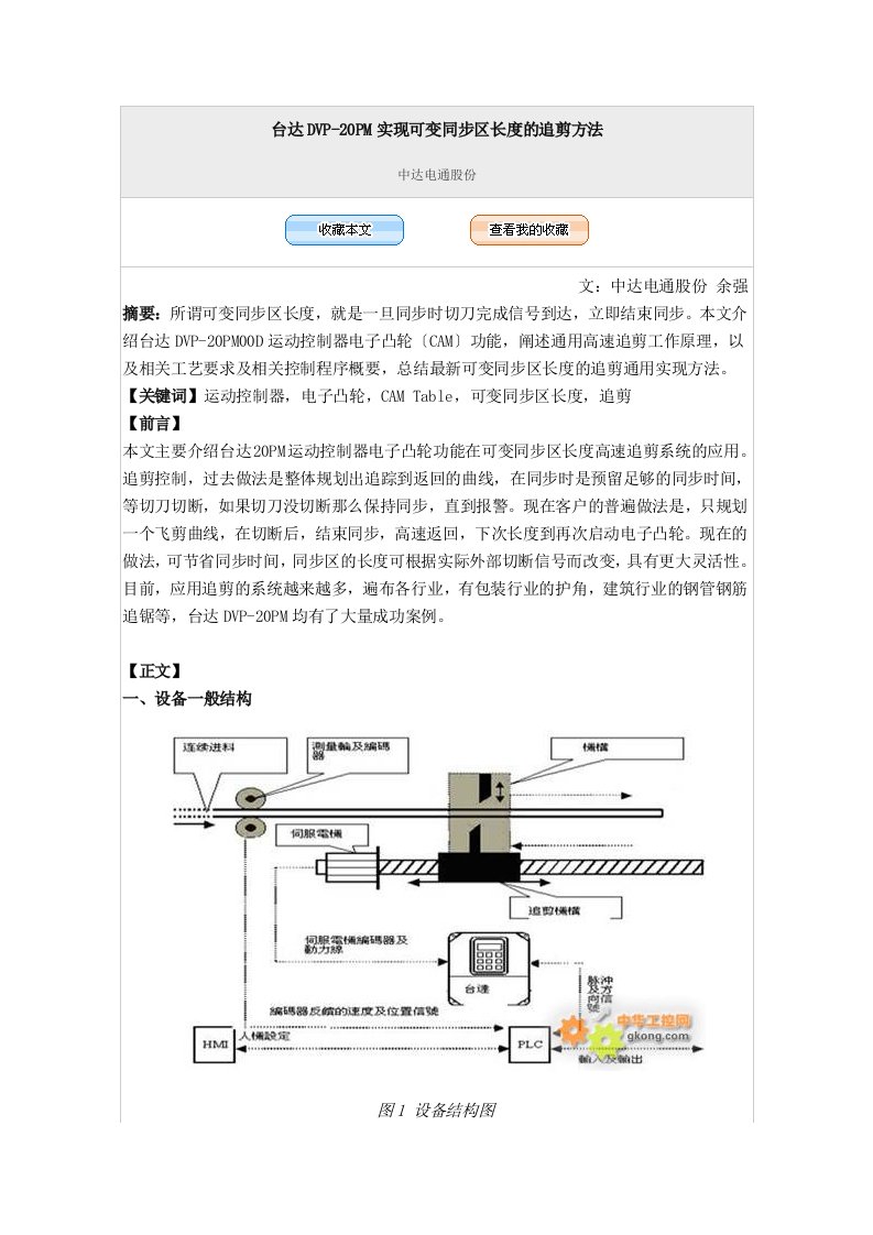 台达DVP-20PM实现可变同步区长度的追剪方法