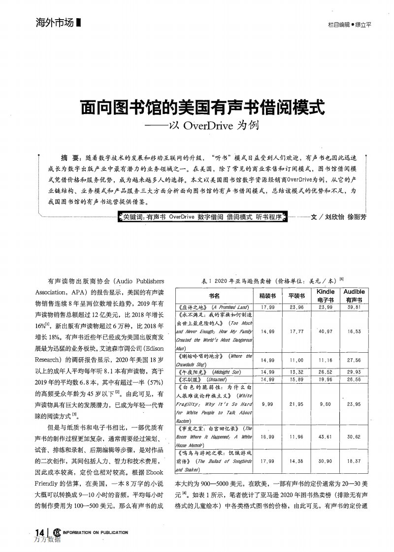 面向图书馆的美国有声书借阅模式——以OverDrive为例