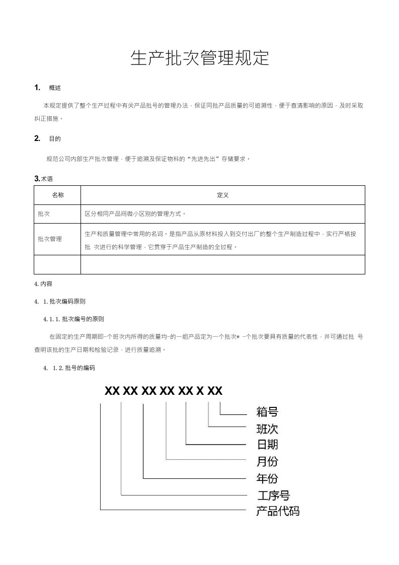 生产批次管理规定[模板]