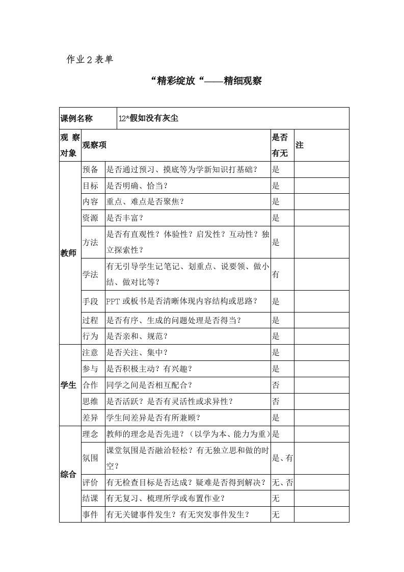 作业2表单假如没有灰尘