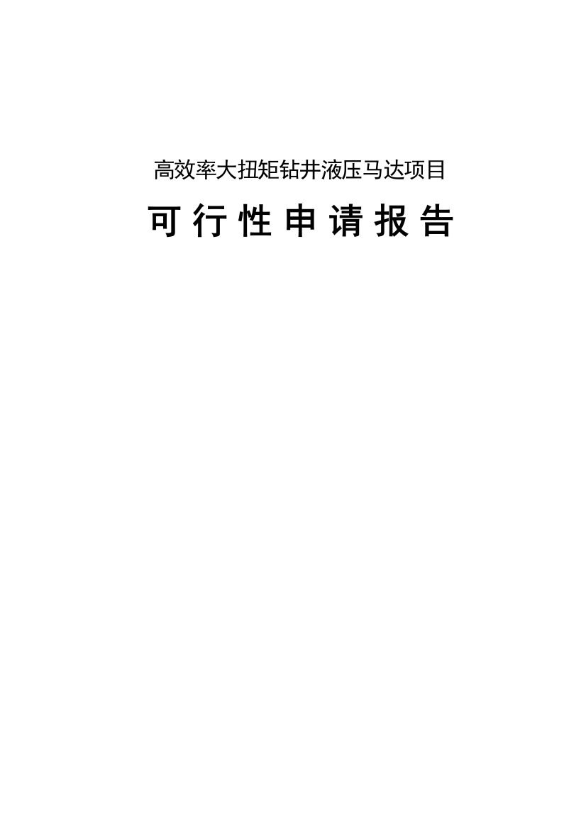 高效率大扭矩钻井液压马达项目可行性策划书