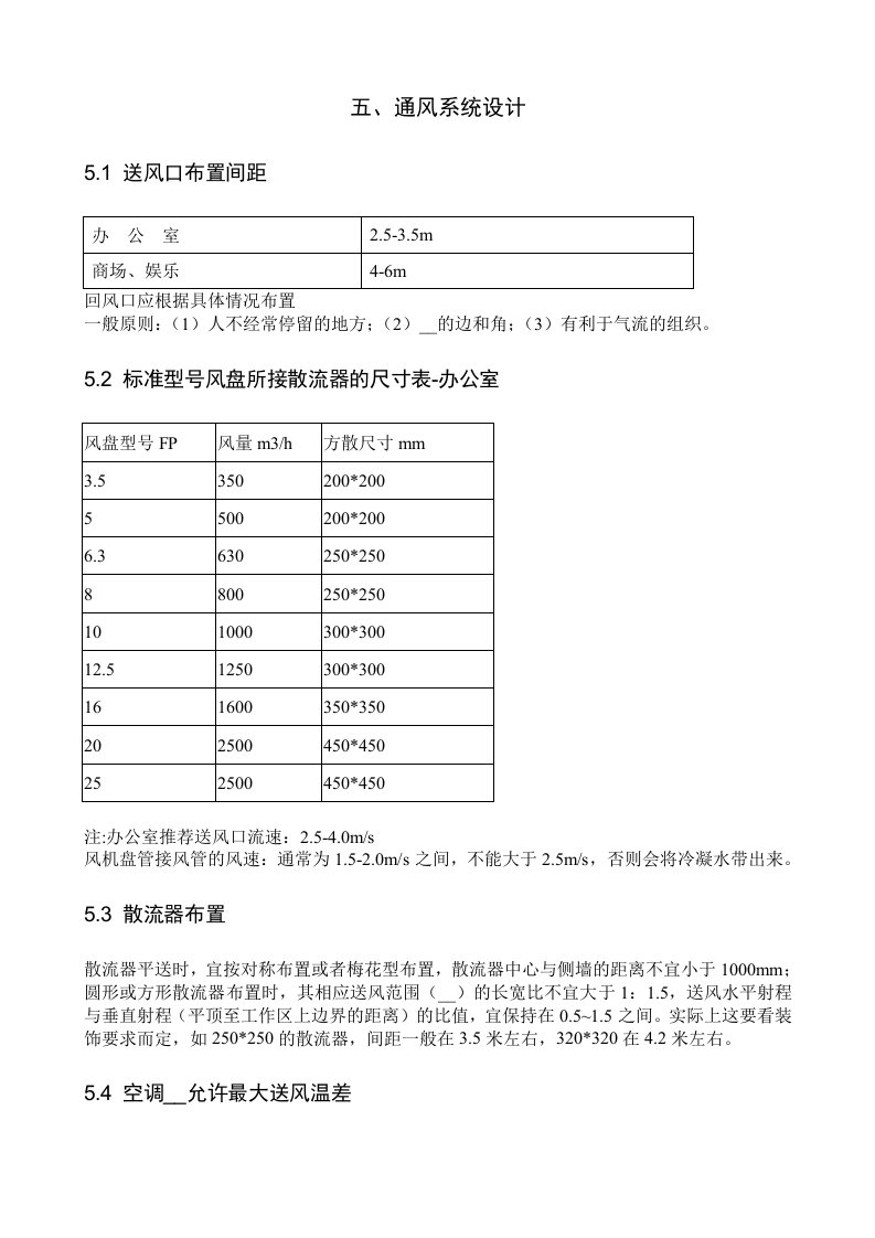 暖通空调设计数据