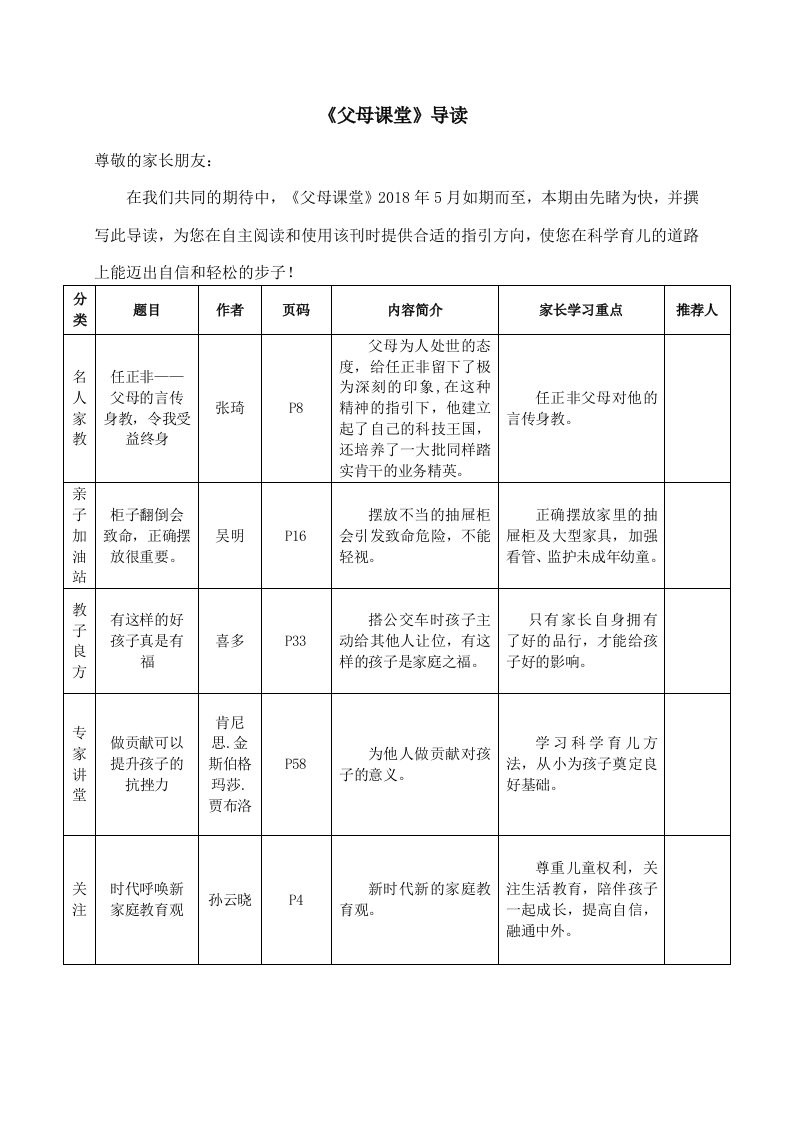 5月父母课堂导读