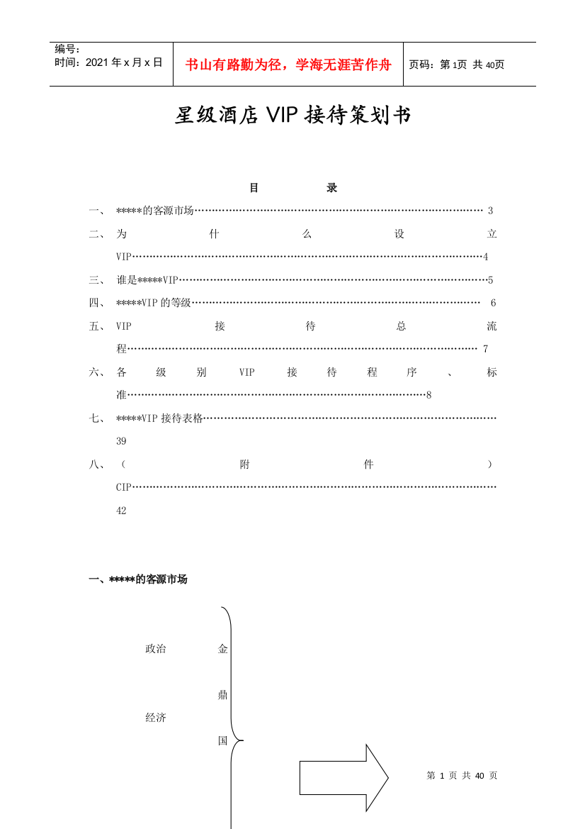 星级酒店VIP接待策划书1(1)