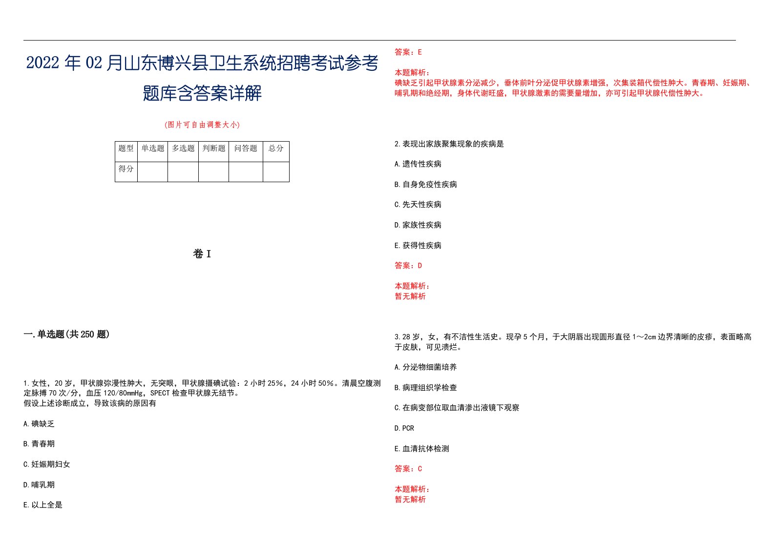 2022年02月山东博兴县卫生系统招聘考试参考题库含答案详解