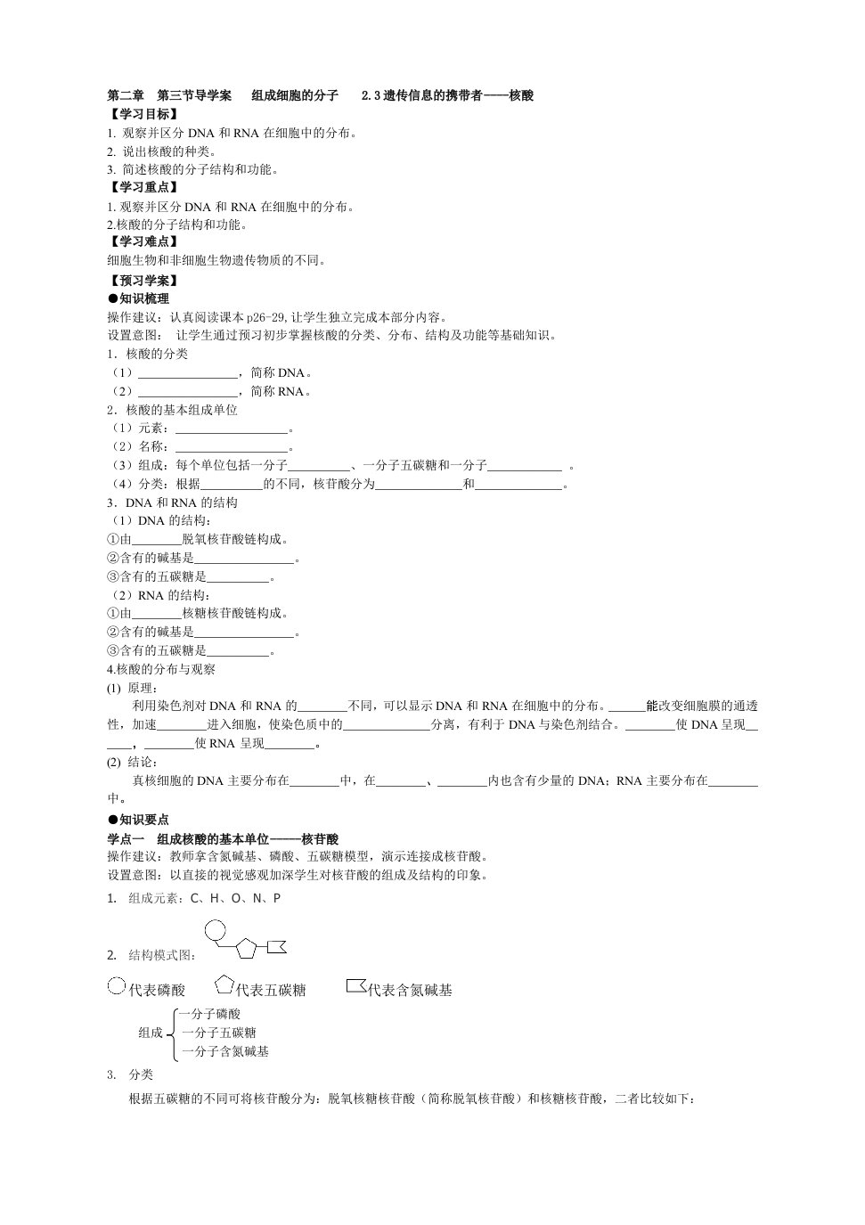 23遗传信息的携带者——核酸导学案