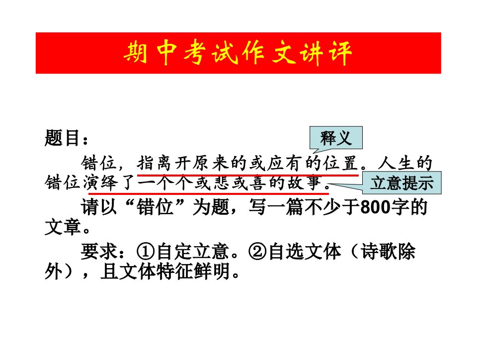 考试命题作文“错位”讲评