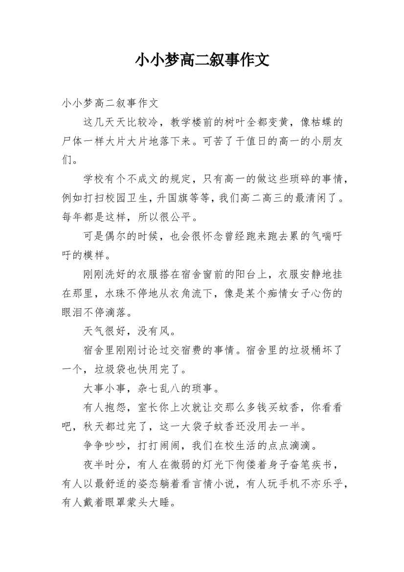 小小梦高二叙事作文