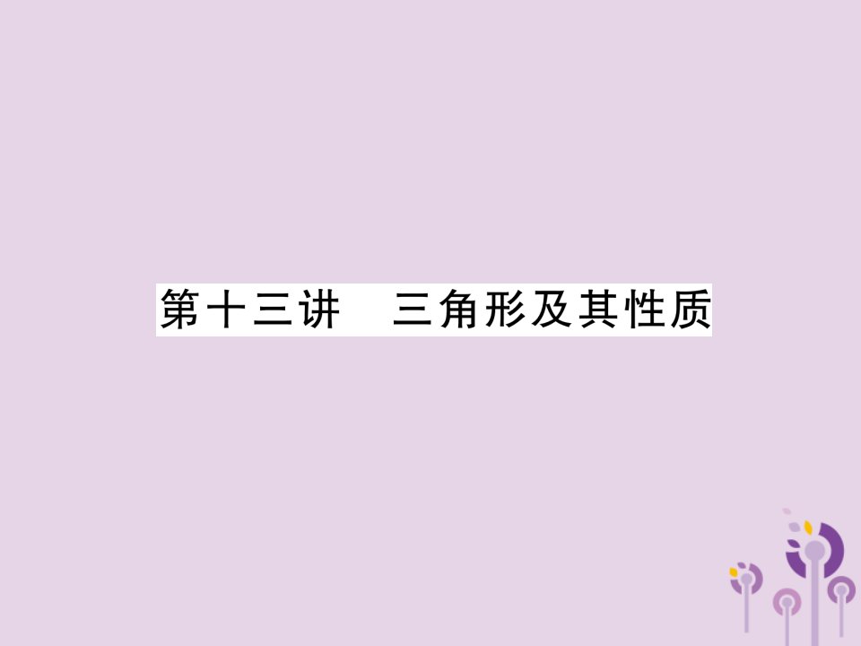 中考数学总复习第一编教材知识梳理篇第4章图形的初步认识与三角形第13讲三角形及其性质(精讲)ppt课件