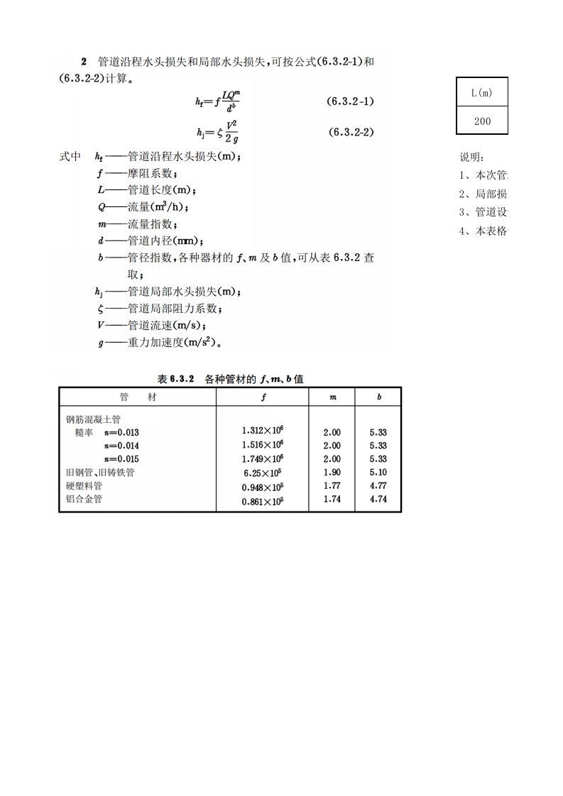 管道水头损失计算表格