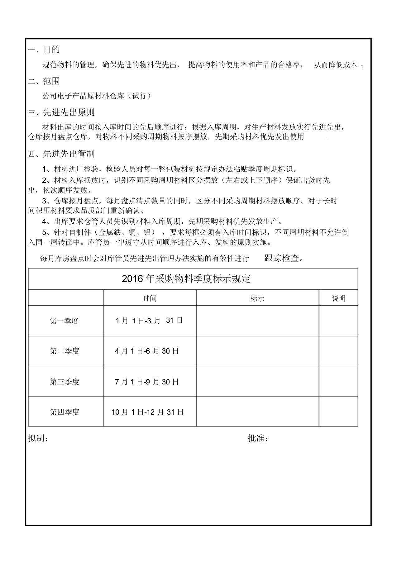 仓库先进先出管理办法