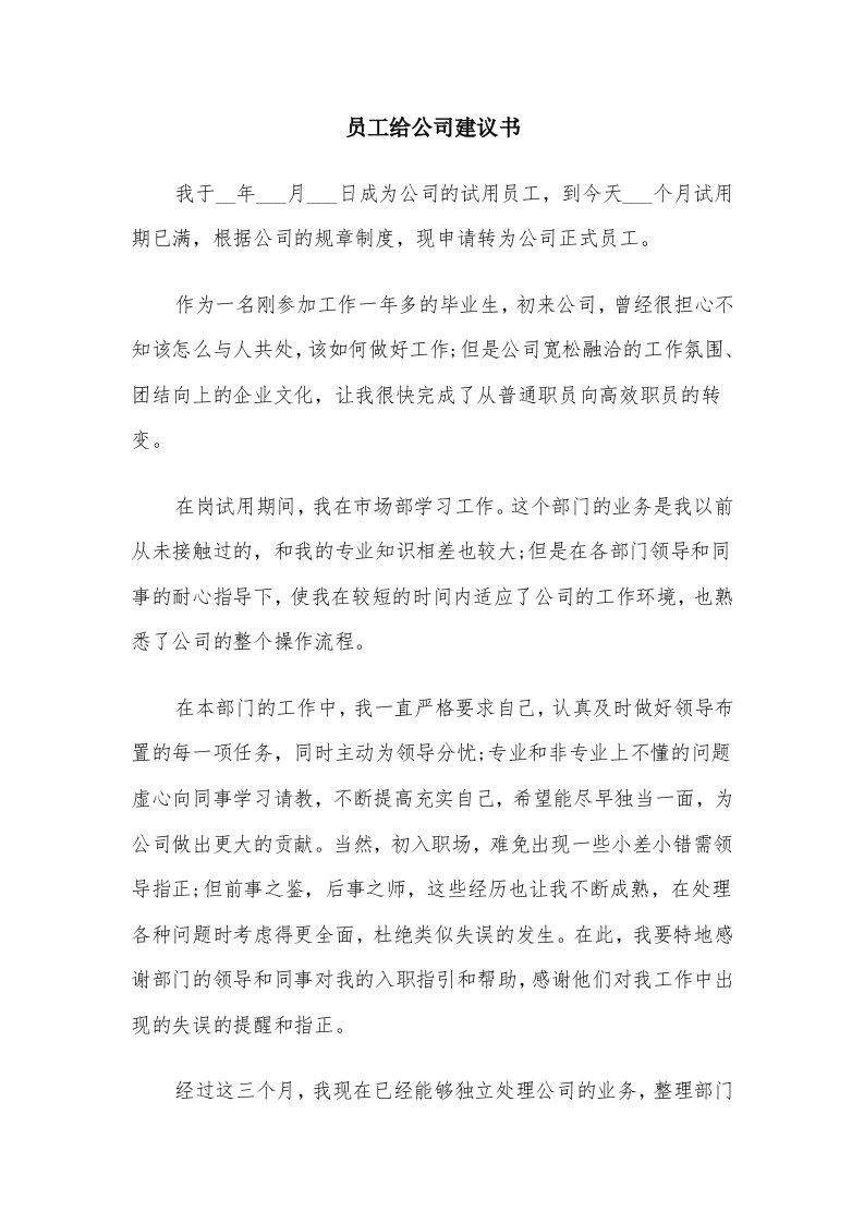 员工给公司建议书