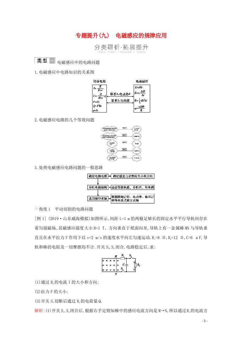 2021高考物理一轮复习第十章电磁感应专题提升九电磁感应的规律应用教案鲁科版