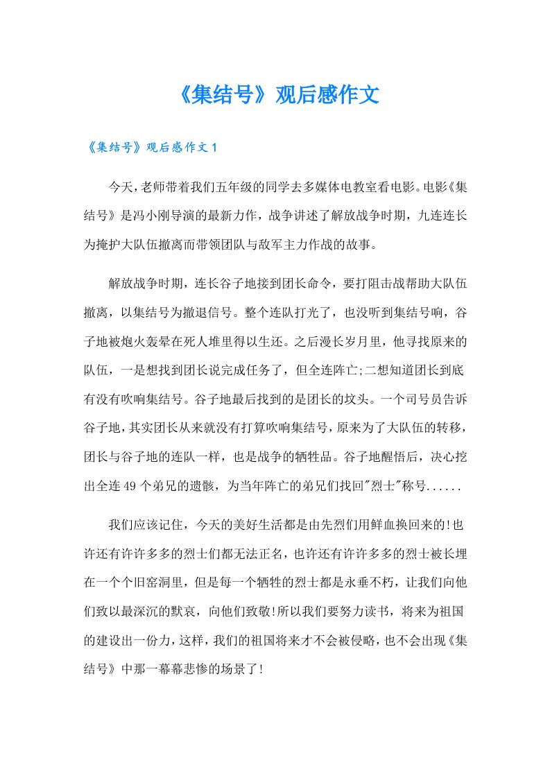 《集结号》观后感作文