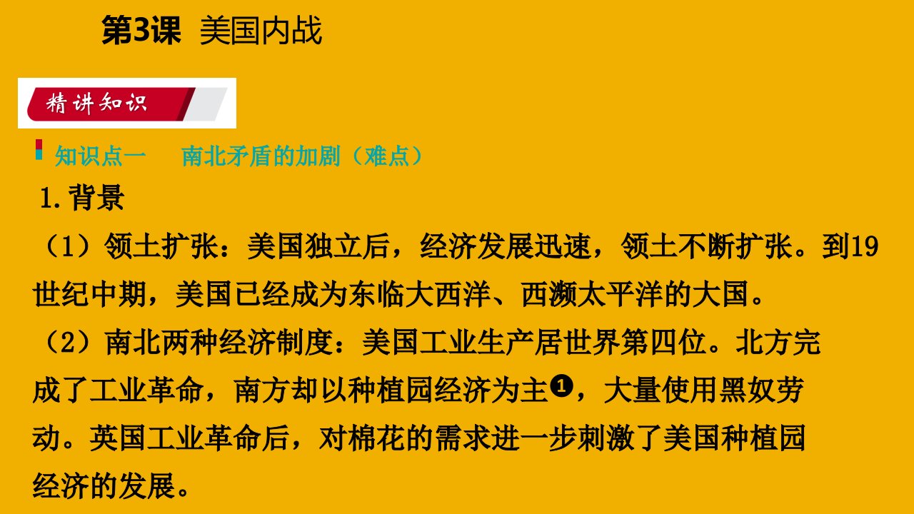 九年级历史下册第一单元殖民地人民的反抗与资本主义制度的扩展第3课美国内战导学课件新人教版