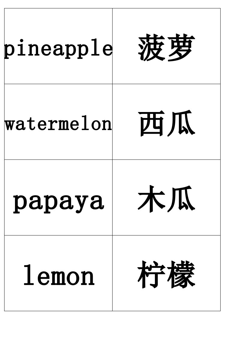 一年级下学期英语单词打印版