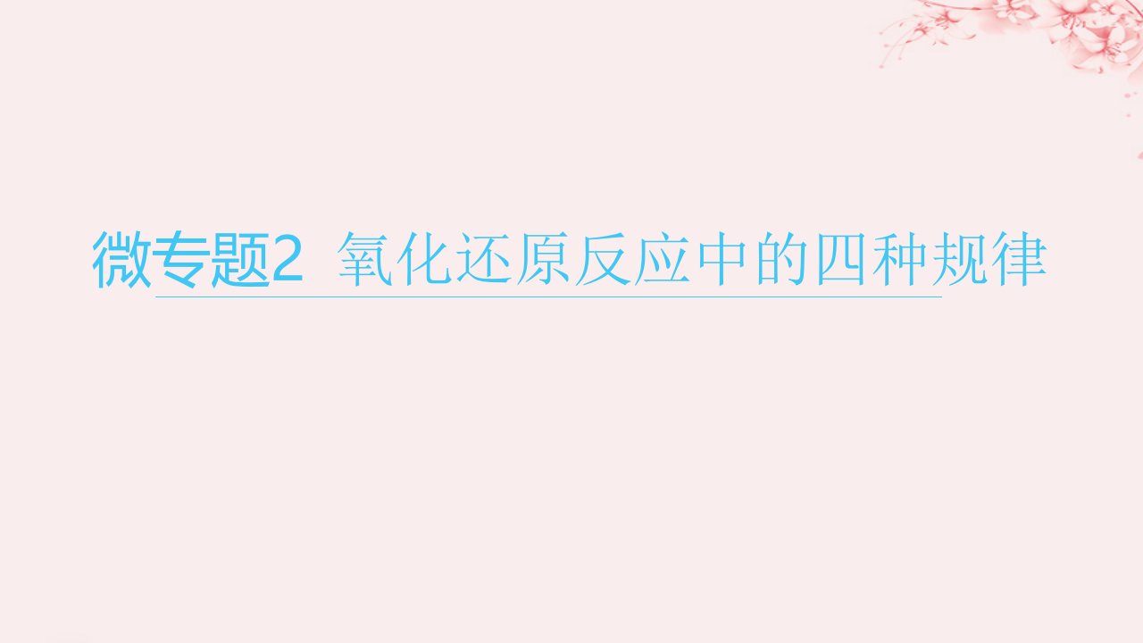 江苏专用2023_2024学年新教材高中化学专题3从海水中获得的化学物质微专题2氧化还原反应中的四种规律课件苏教版必修第一册