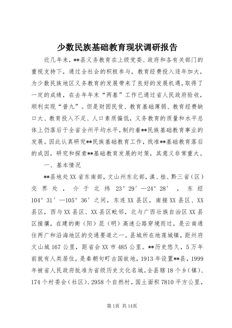 5少数民族基础教育现状调研报告