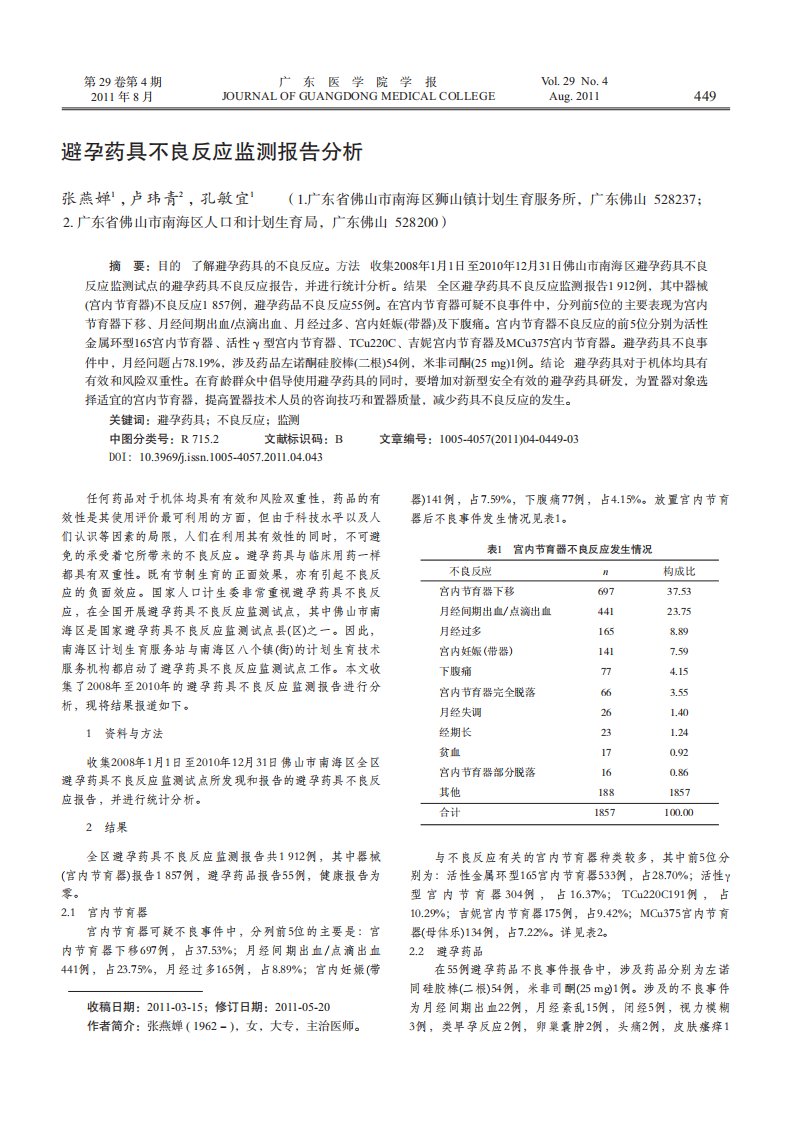 避孕药具不良反应监测报告