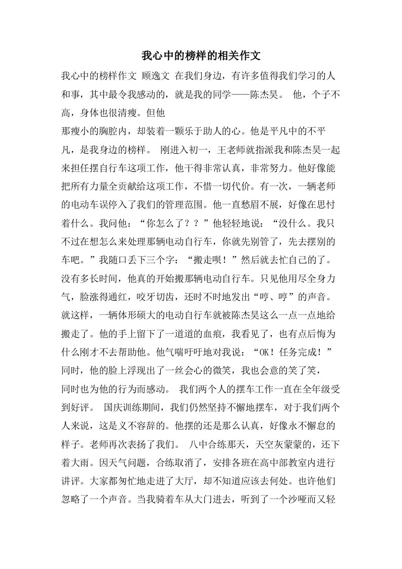 我心中的榜样的相关作文