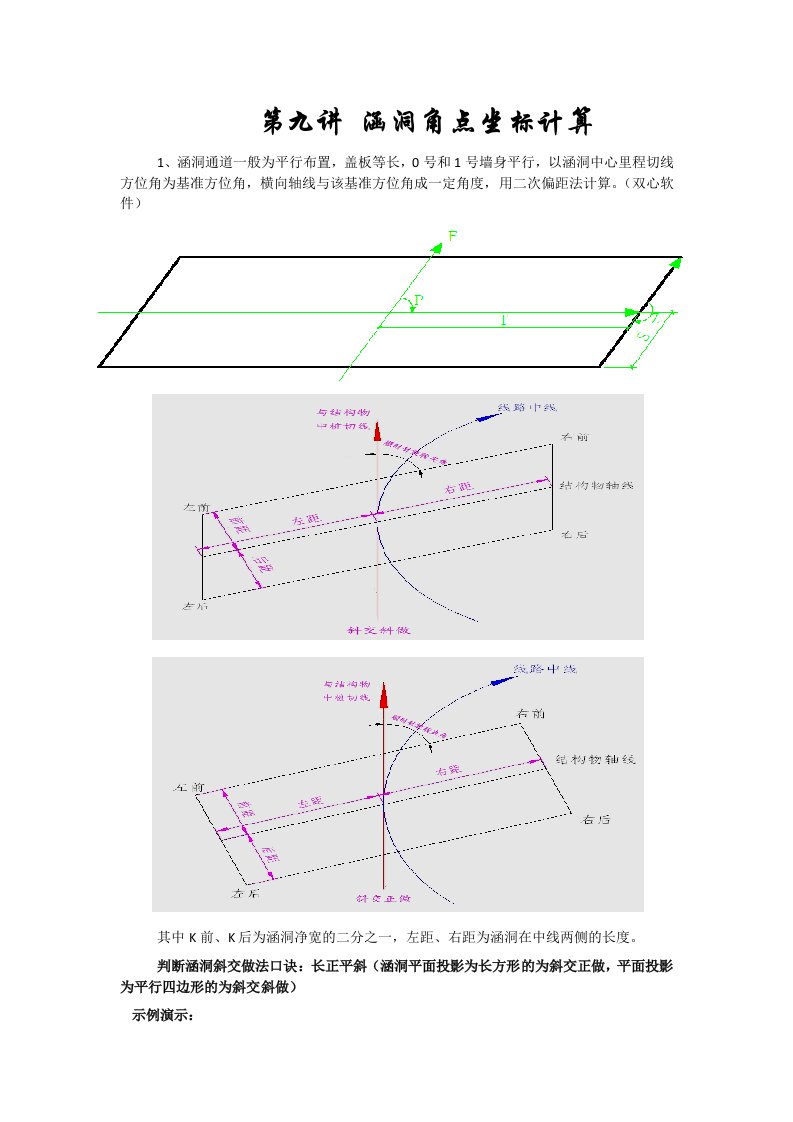 涵洞角点坐标计算