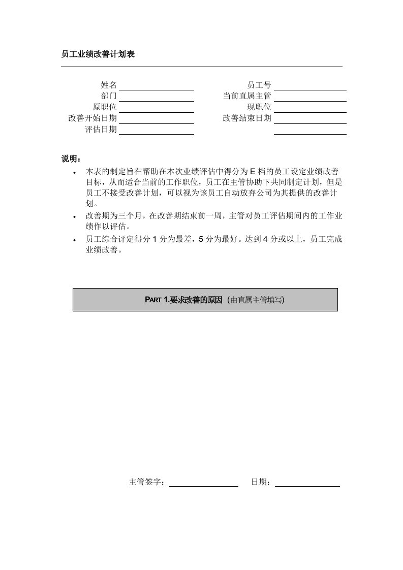 促销管理-品质表格员工业绩改善计划表