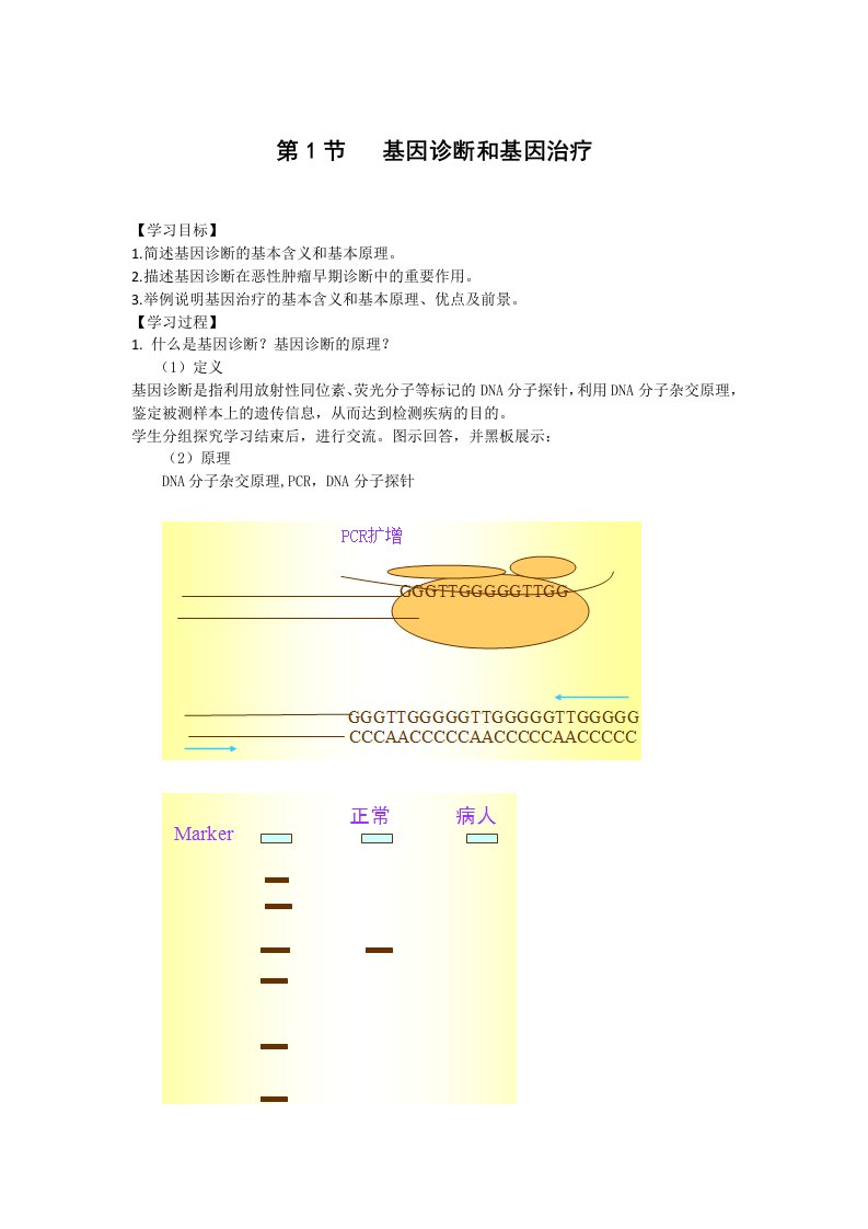 生物：1.2《基因诊断与基因治疗》学案（新人教版选修2）