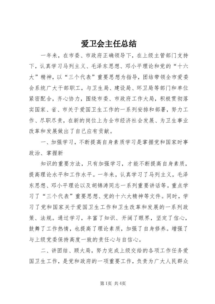 爱卫会主任总结