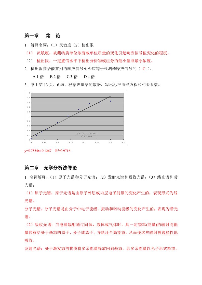 仪器分析知识点复习