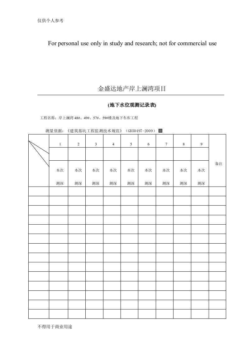 基坑监测记录表