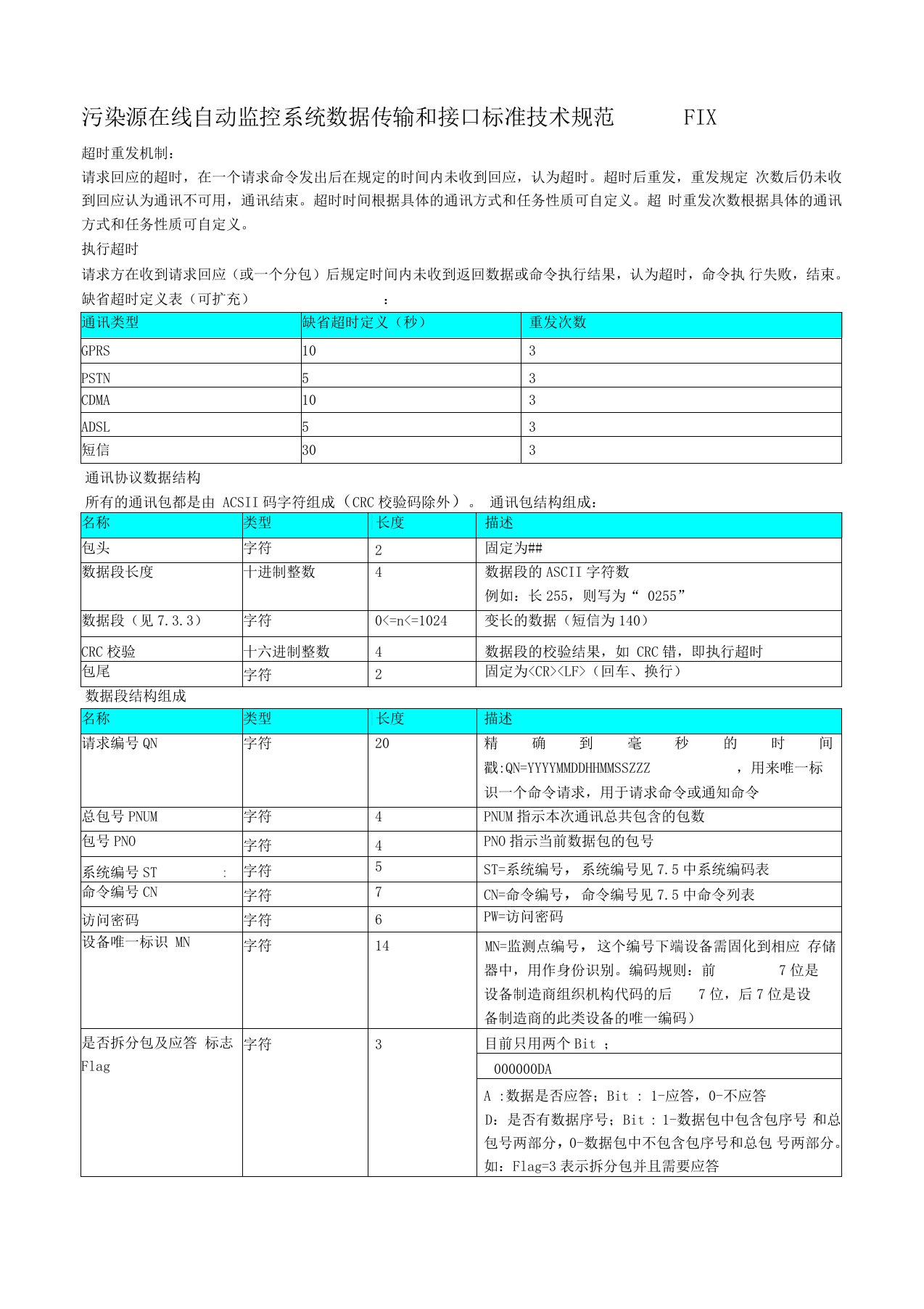 数据传输和接口标准技术规范(212)协议