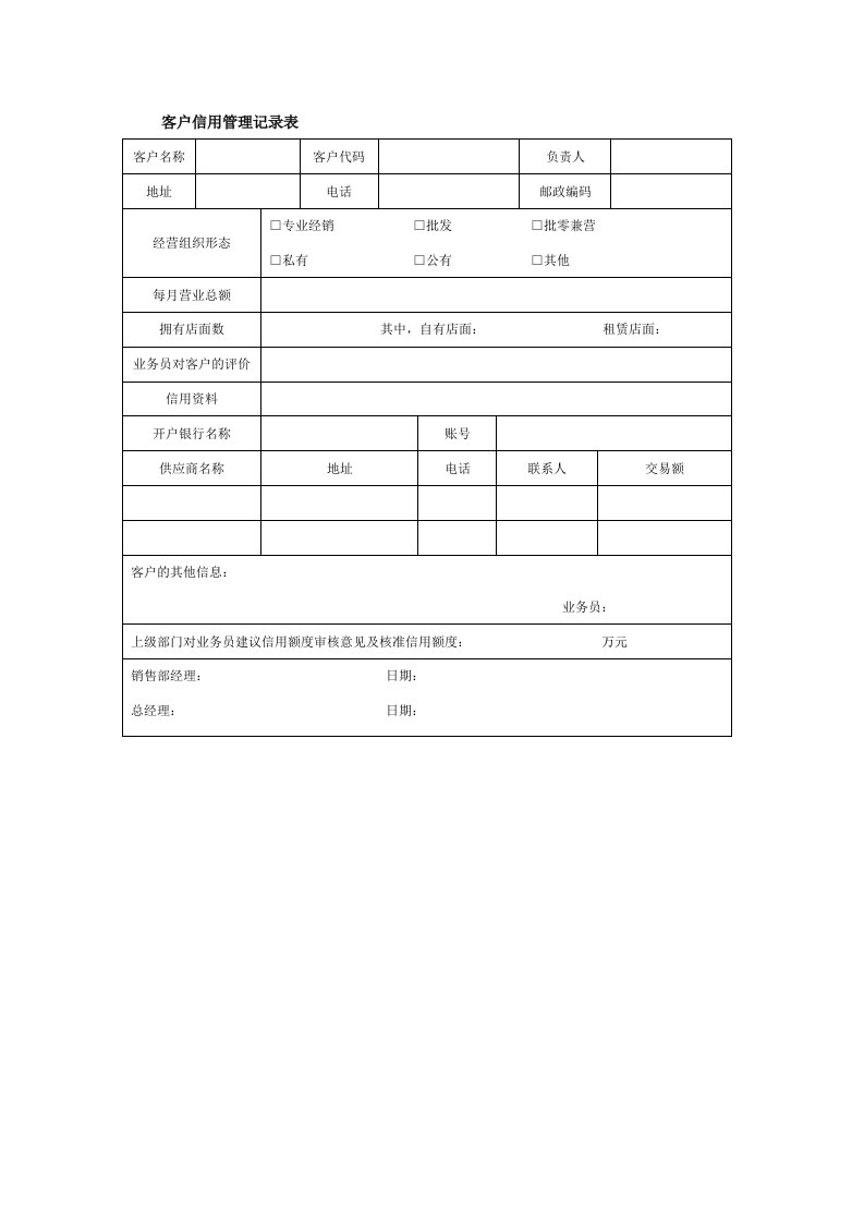 客户信用管理记录表.doc