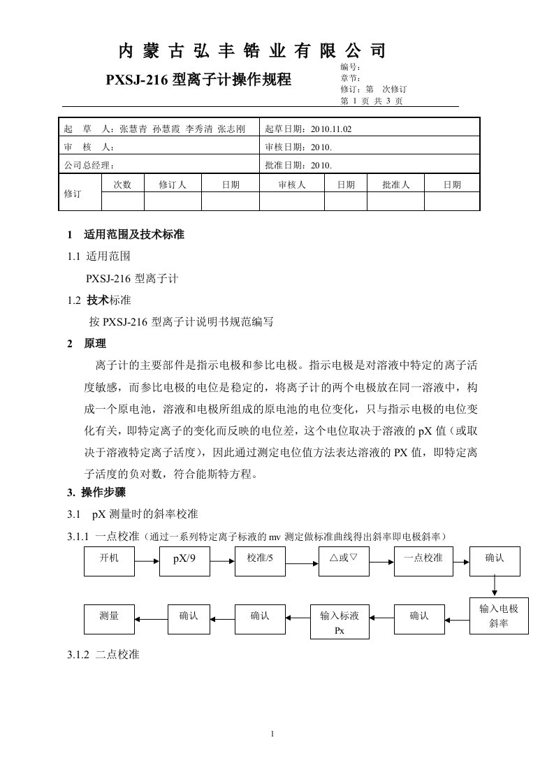 PXSJ-216型离子计作业指导书