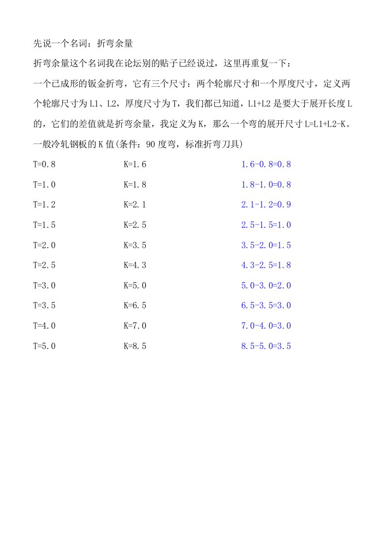 钣金展开计算公式-很实用