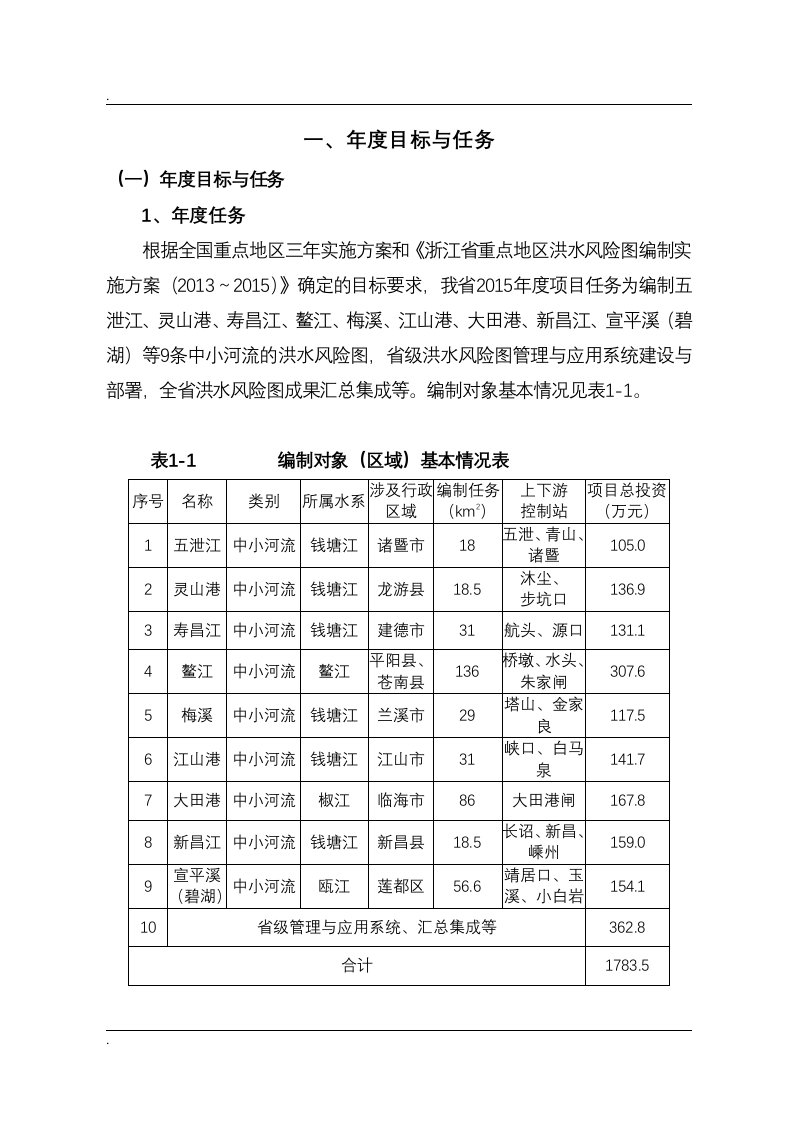 浙江省重点地区洪水风险图编制项目实施计划方案