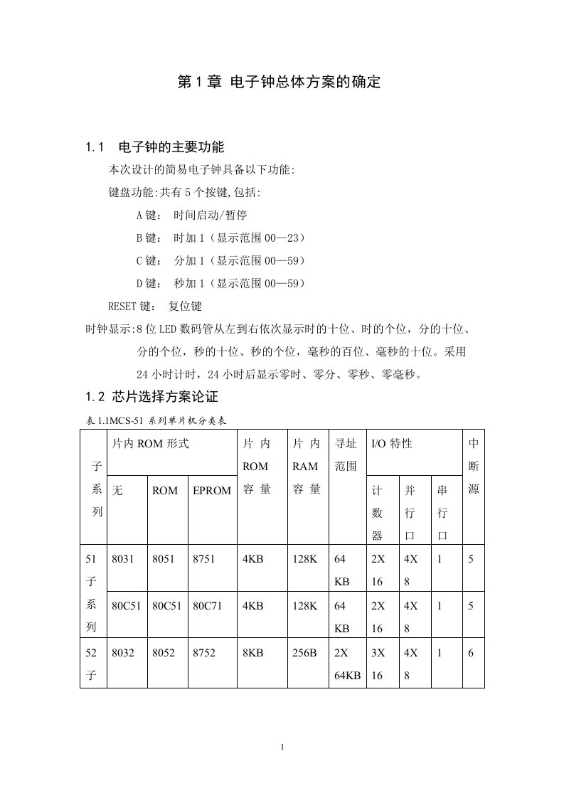 电子钟课程设计