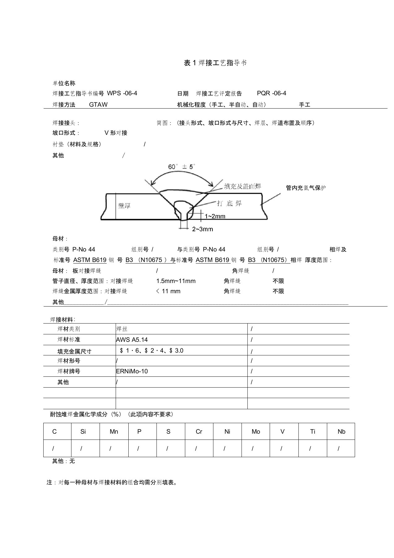 WPS焊接工艺指导书