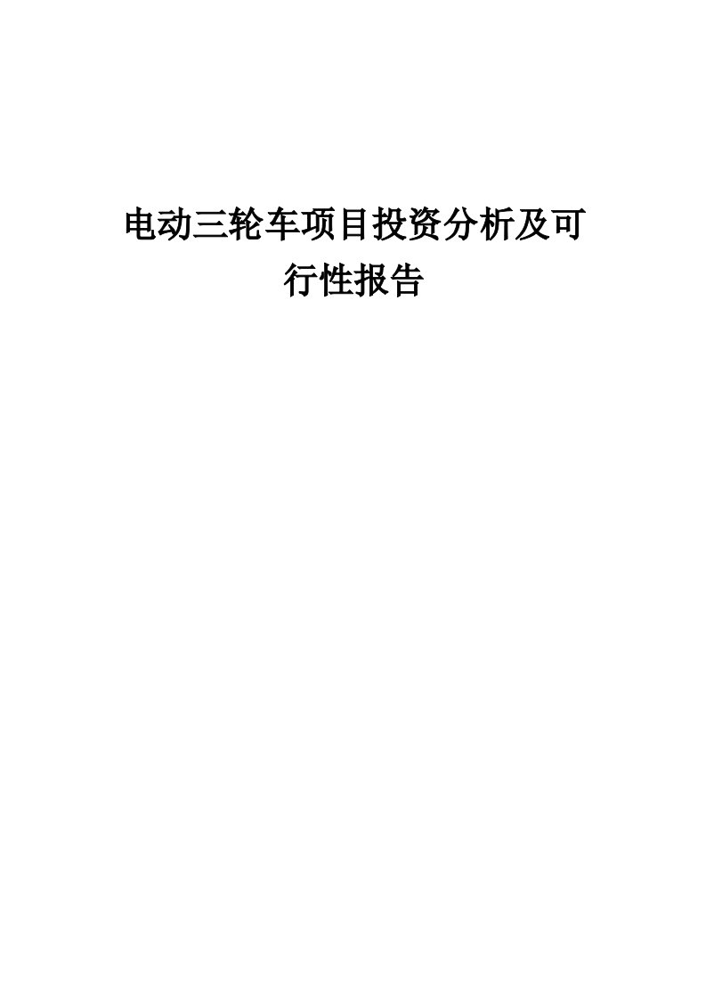 2024年电动三轮车项目投资分析及可行性报告