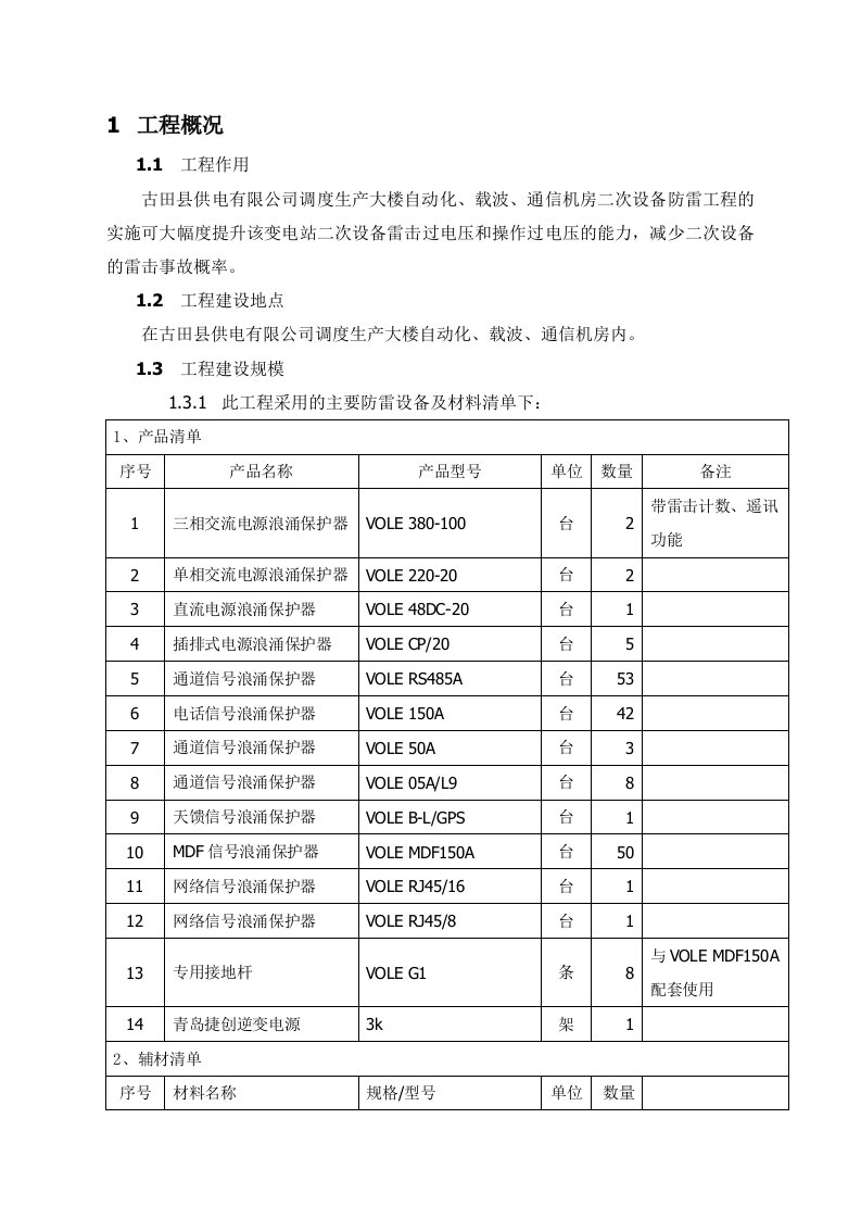 载波、通信机房二次设备防雷工程施工方案